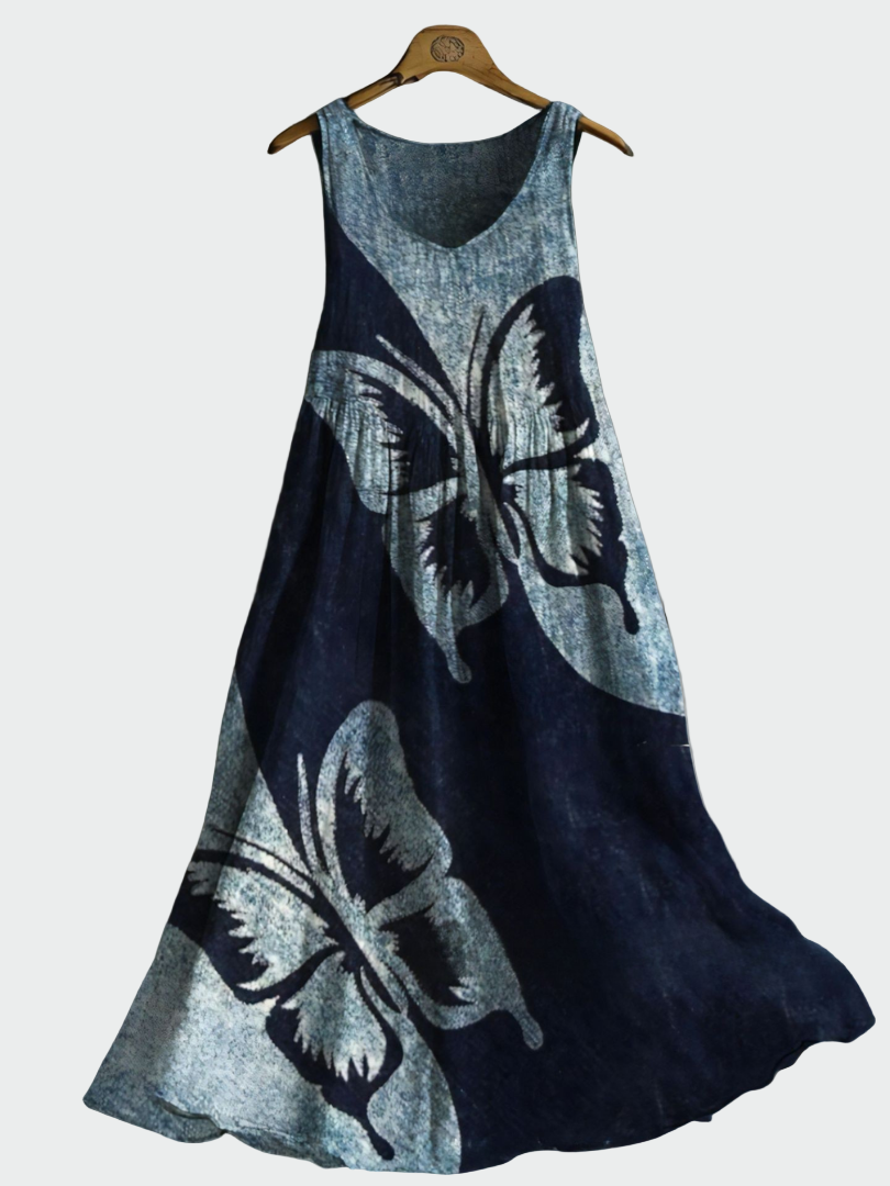 Vestido com Padrão de Borboletas