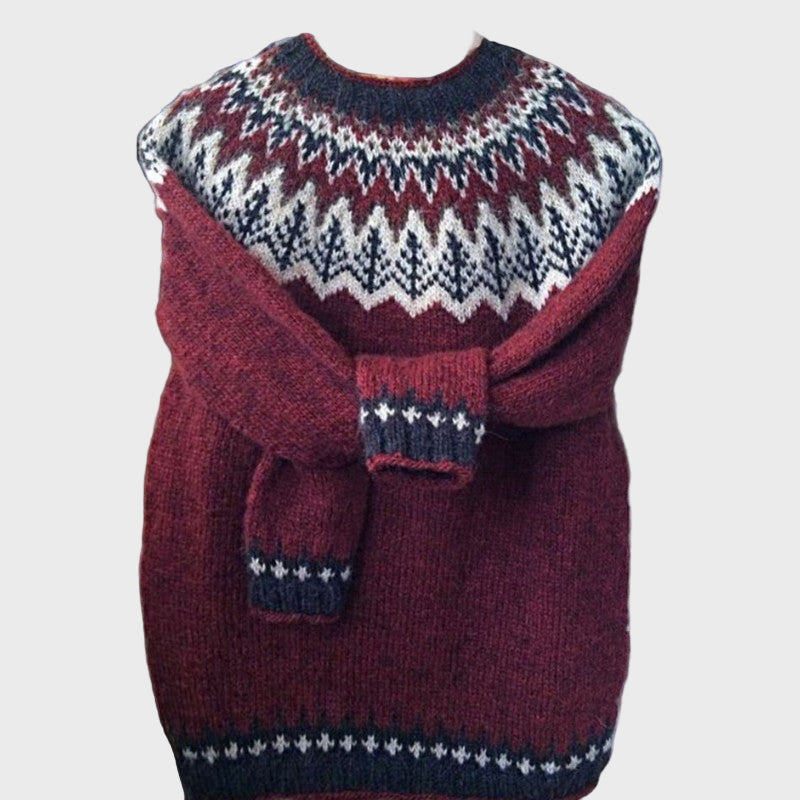 Pullover de Gola Alta com Padrão Jacquard