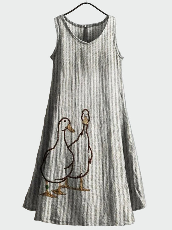 Vestido com Padrão de Casal de Patos