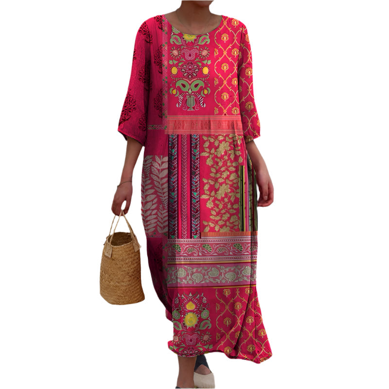 Vestido Arejado com Padrões Étnicos