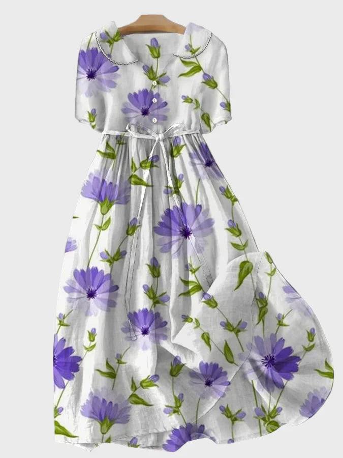 Vestido Floral em Tons de Lavanda