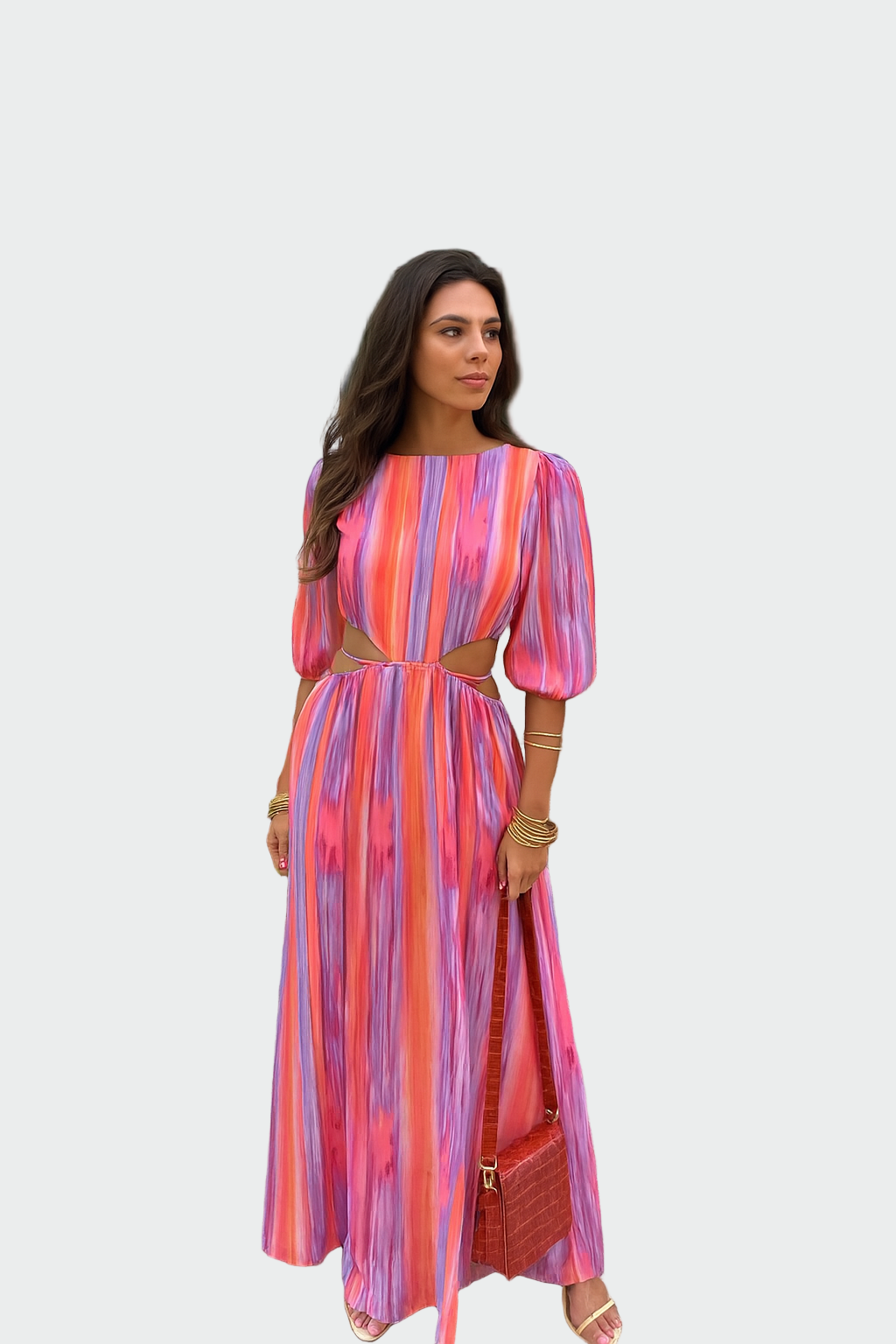 Vestido midi com aberturas