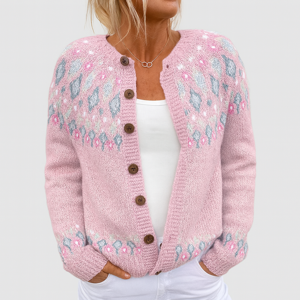 Cardigan de malha com padrão em linha solta