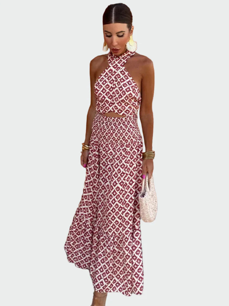 Vestido Midi Arejado com Ombros Descobertos