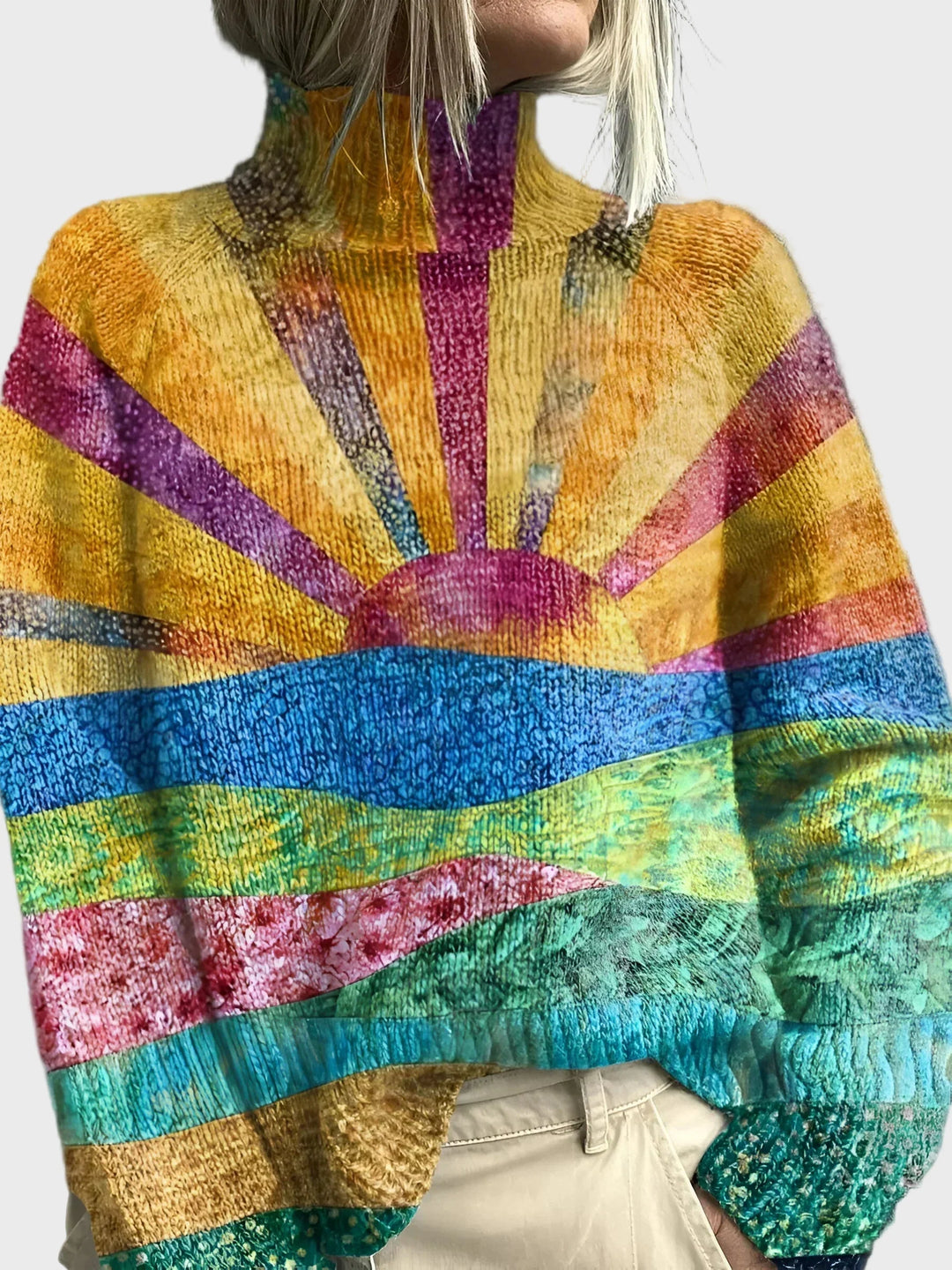 Pullover de Gola Alta com Design Especial