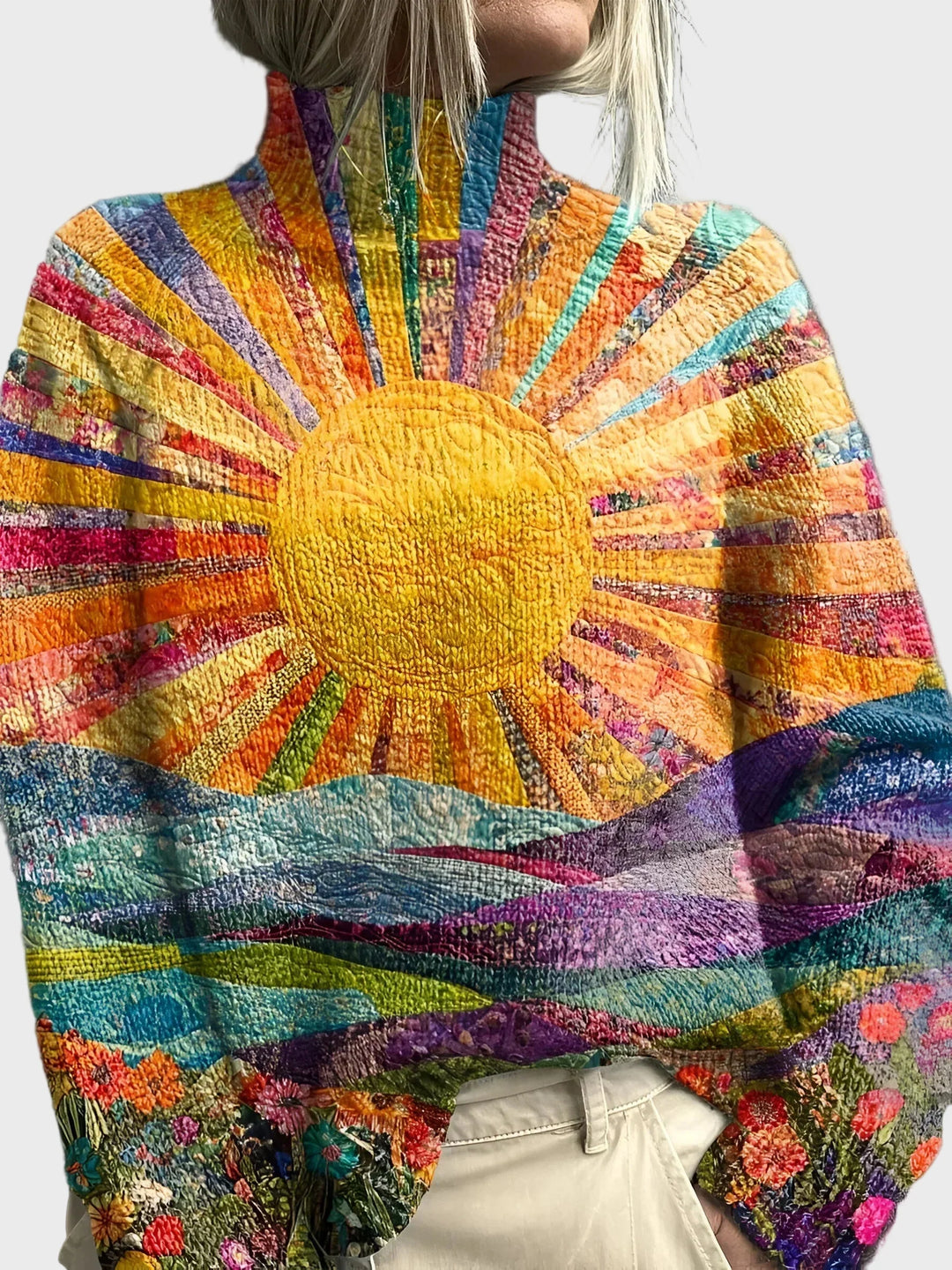 Pullover de Gola Alta com Design Único