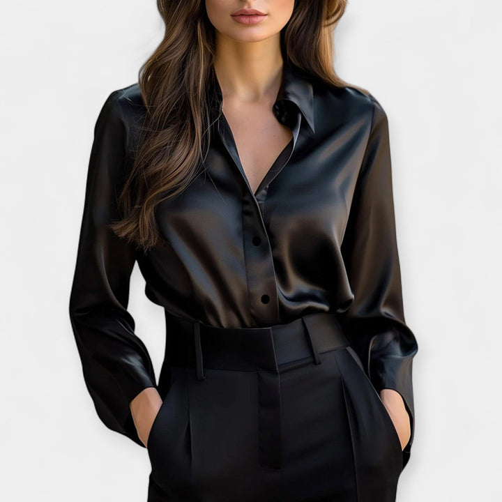 Blusa de Cetim com Gola