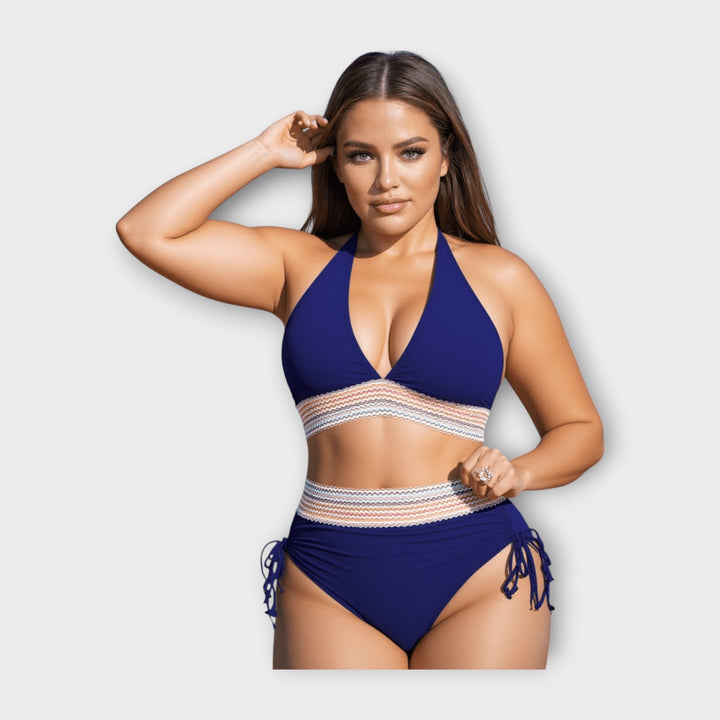 Biquíni com Detalhe de Tricô e Cueca de Cintura Alta