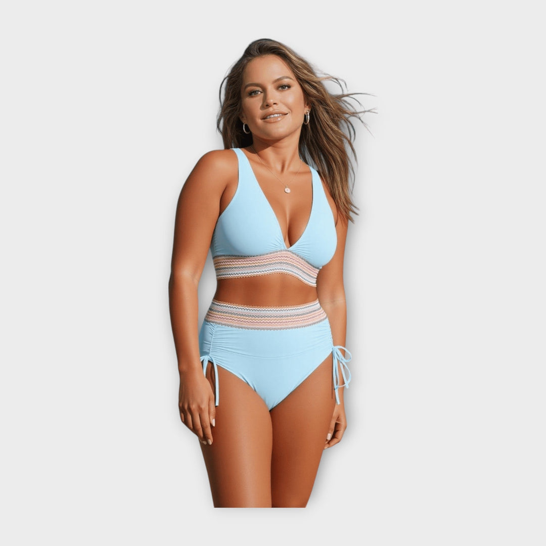 Biquíni com Detalhe de Tricô e Cueca de Cintura Alta