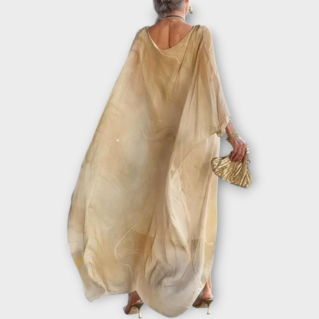 Caftã Maxi Com Textura Transparente