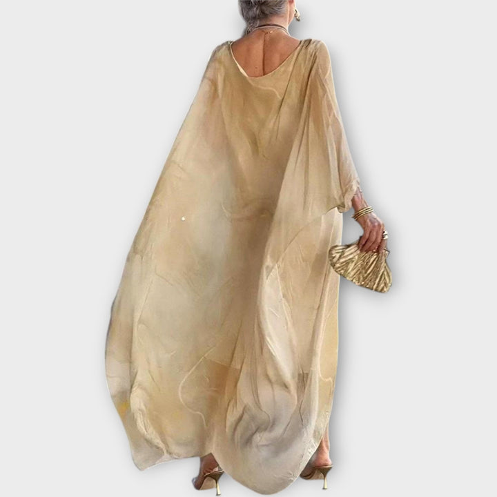 Caftã Maxi Com Textura Transparente