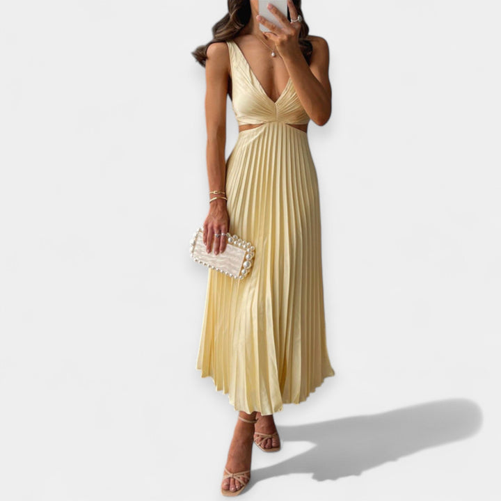 Vestido Maxi com Design Plissado