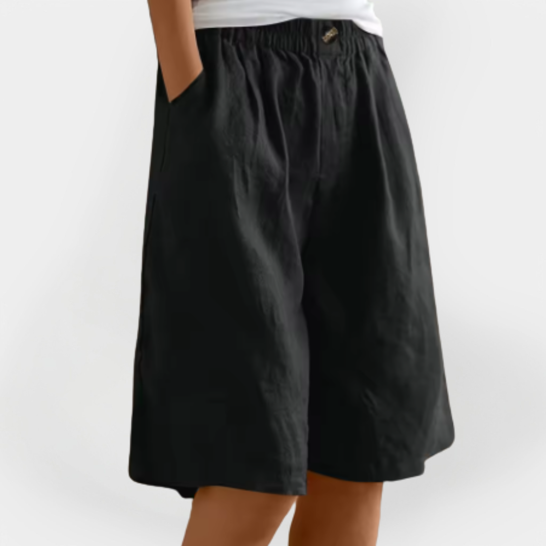 Calções de Linho com Bolsos