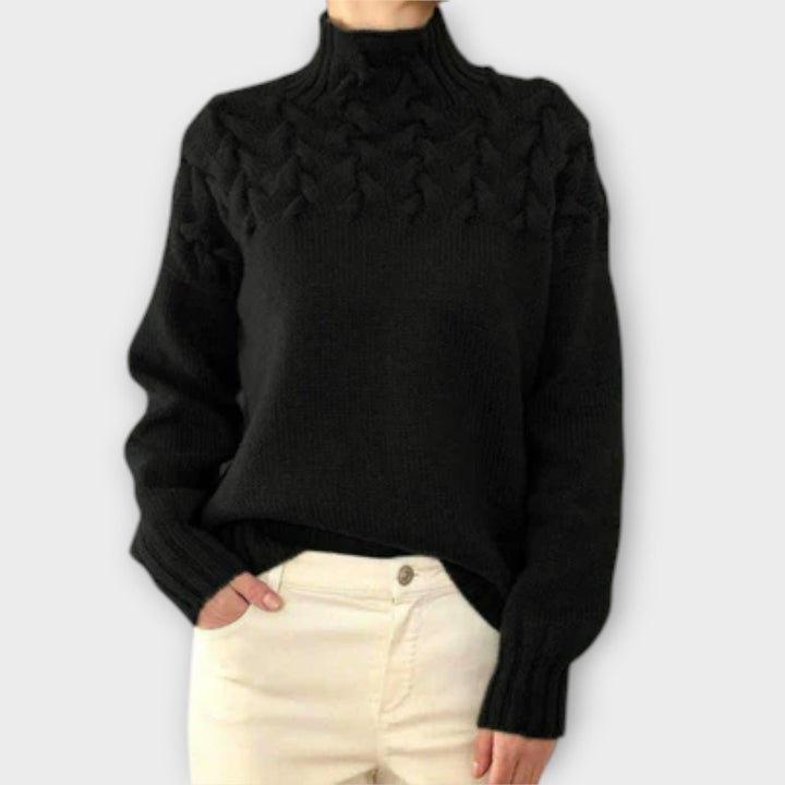 Eva - Sweater feminino com detalhe de malha