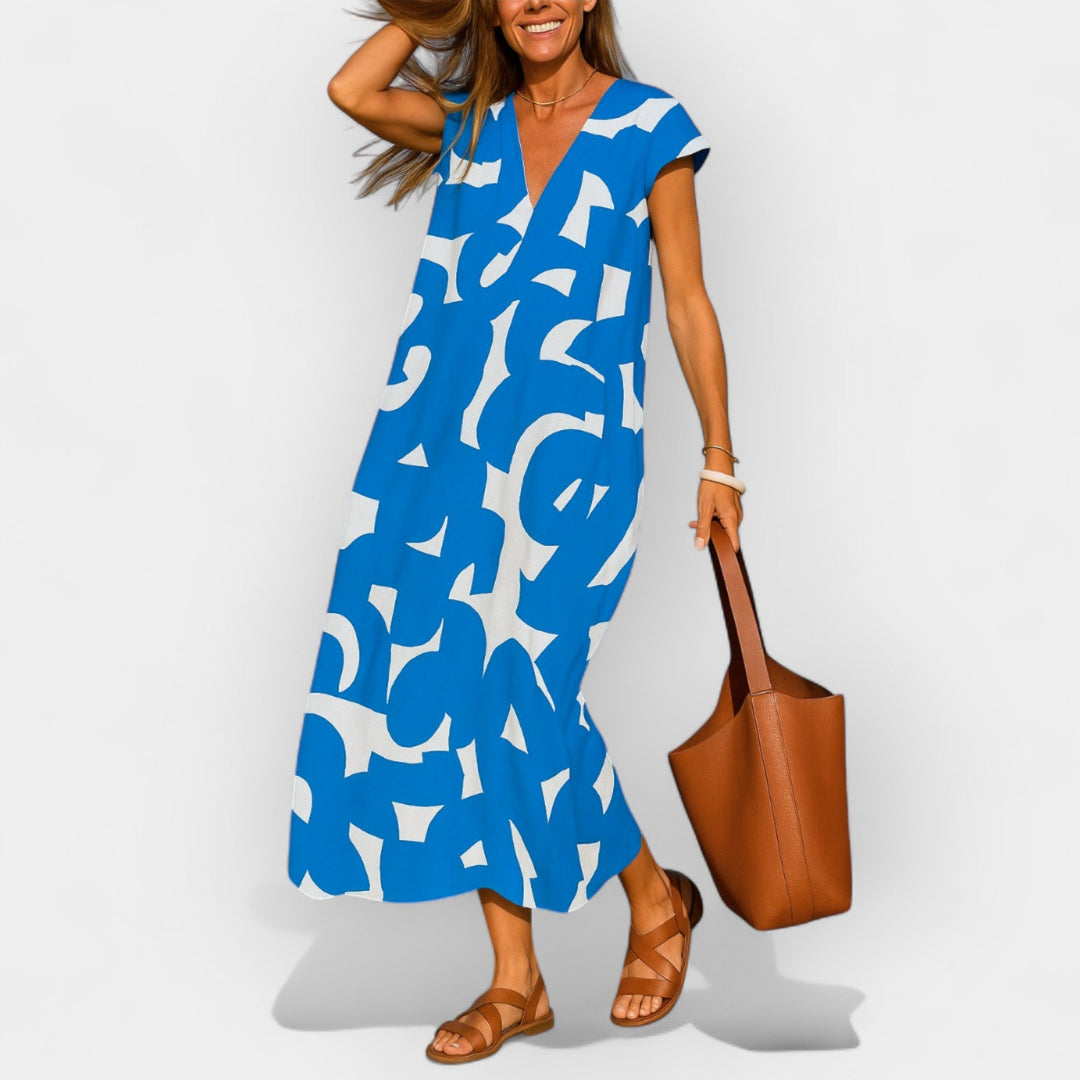 Vestido Arejado com Decote em V e Design Moderno