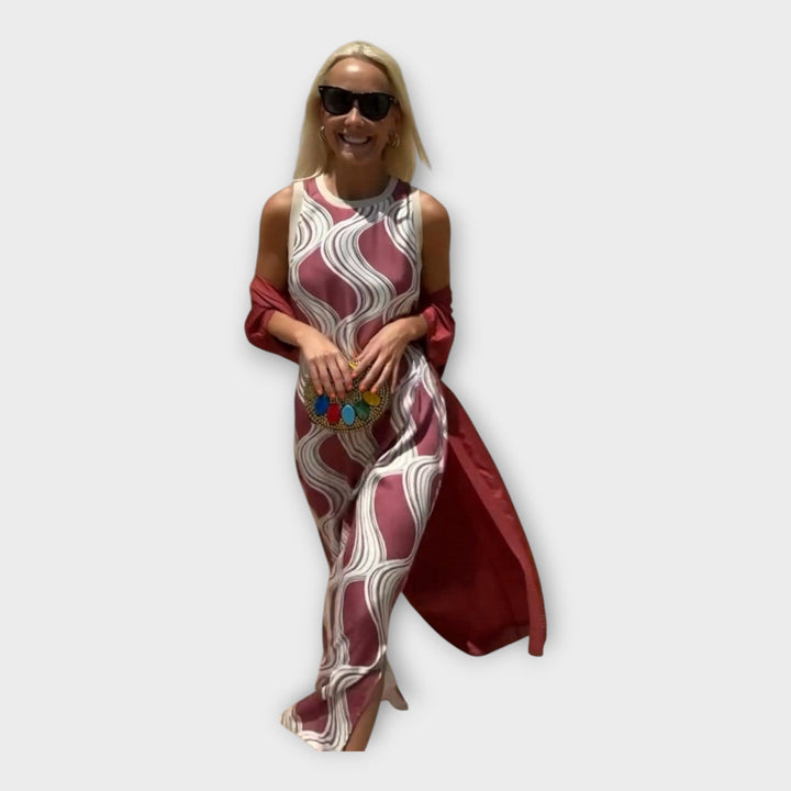Vestido Maxi com Design Moderno em Ondas