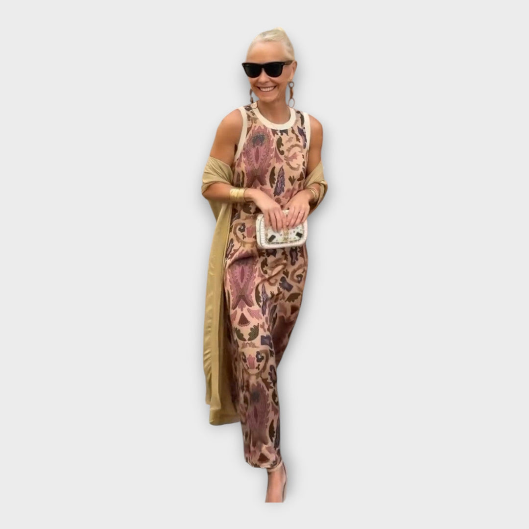 Vestido Maxi com Padrões Impressionantes