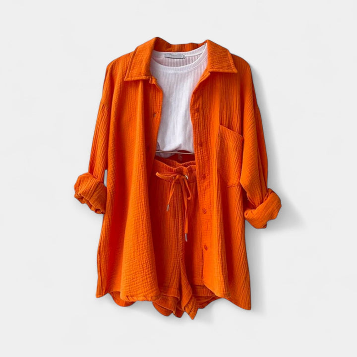 Conjunto de Top e Calções Bicolor de Verão