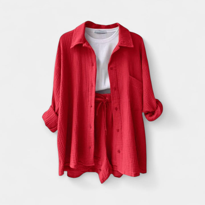 Conjunto de Top e Calções Bicolor de Verão