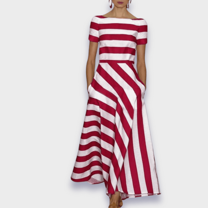 Vestido Longo Listrado Feito à Mão