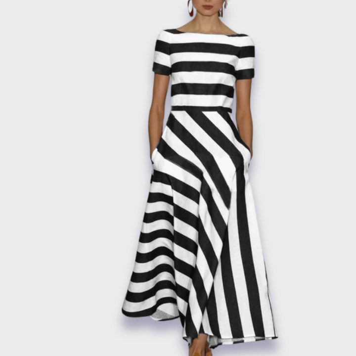 Vestido Longo Listrado Feito à Mão