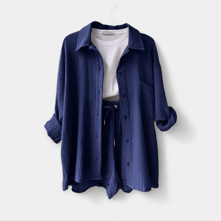 Conjunto de Top e Calções Bicolor de Verão