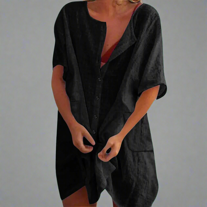 Vestido de verão orgânico em algodão e linho para momentos confortáveis de verão
