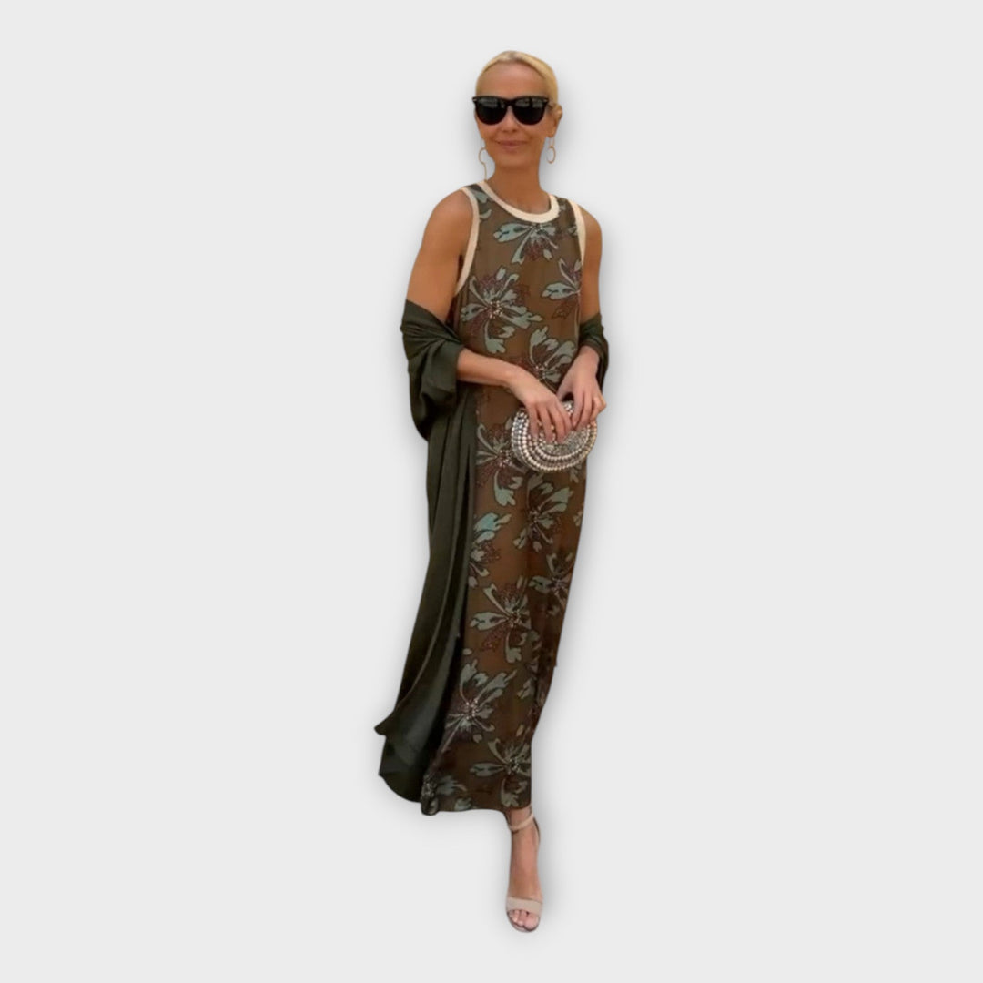 Vestido Maxi com Detalhes Florais