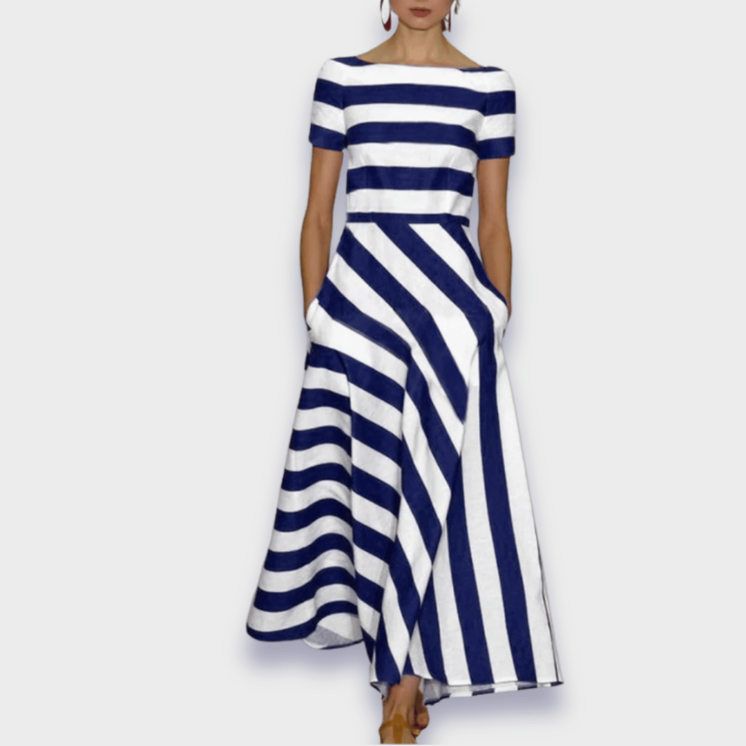 Vestido Longo Listrado Feito à Mão