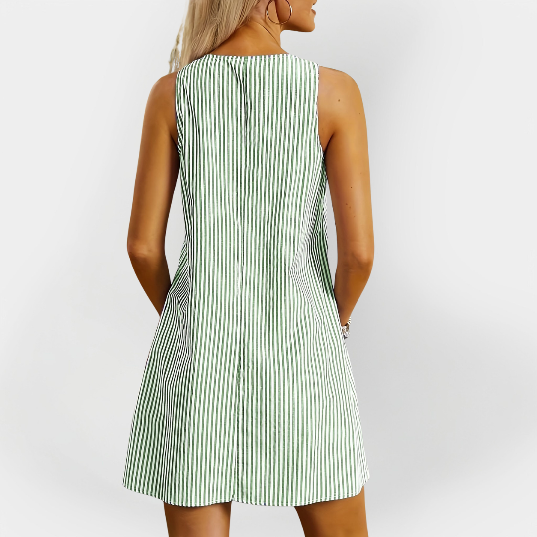 Vestido Sem Mangas Listrado
