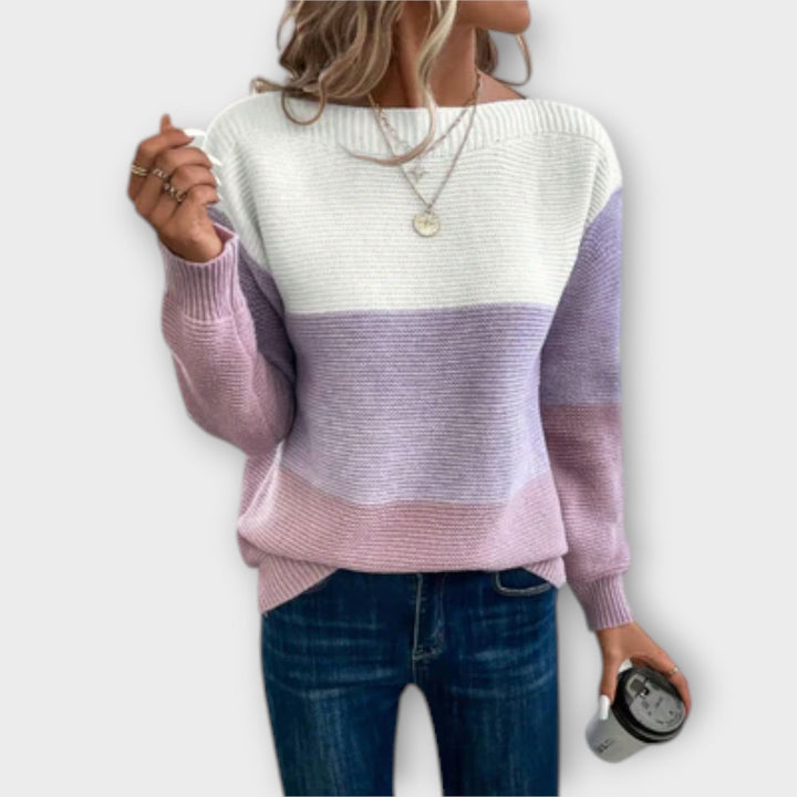 Clara - Pullover patchwork tricolor elegante