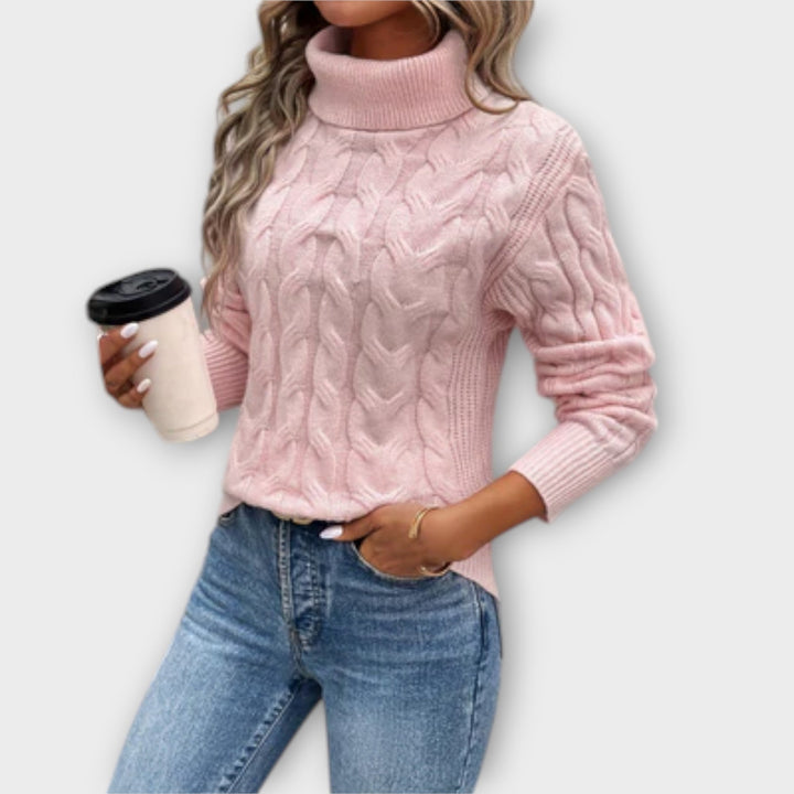 Amélia – Pullover Elegante com Gola Alta de Malha