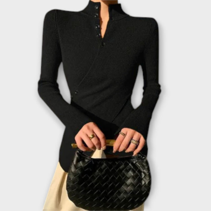 Michiko – Blusa de Malha Slim Fit Elegante
