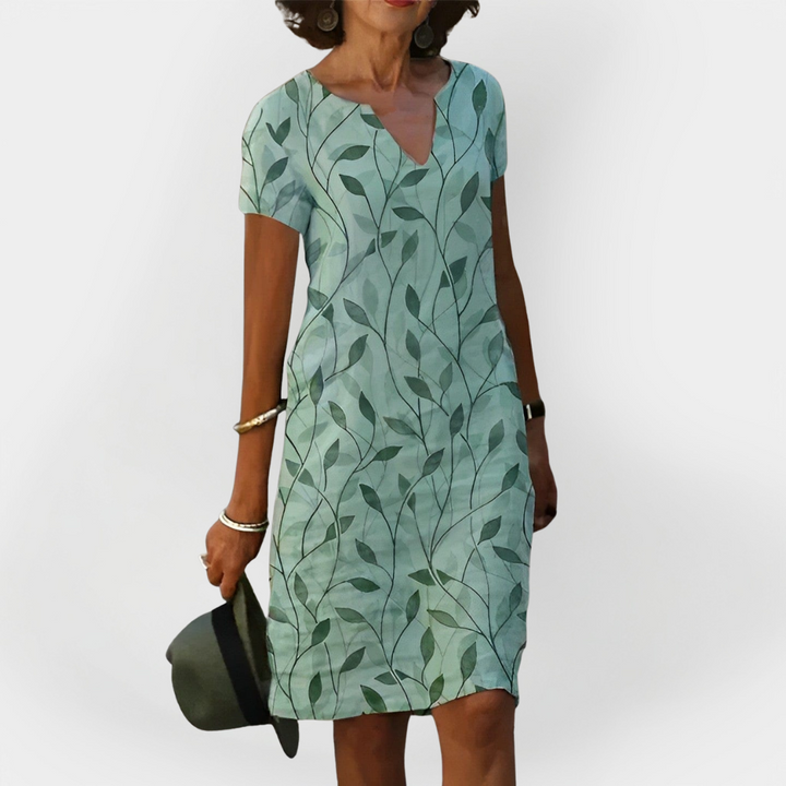 Vestido de Verão com Design de Folhas