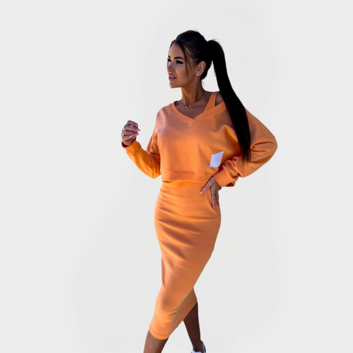 Conjunto de Verão com Sweatshirt e Vestido para Conforto e Estilo