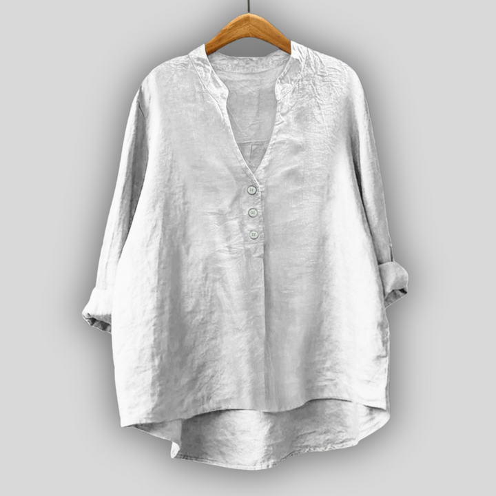 Blusa de Linho Café com Botões