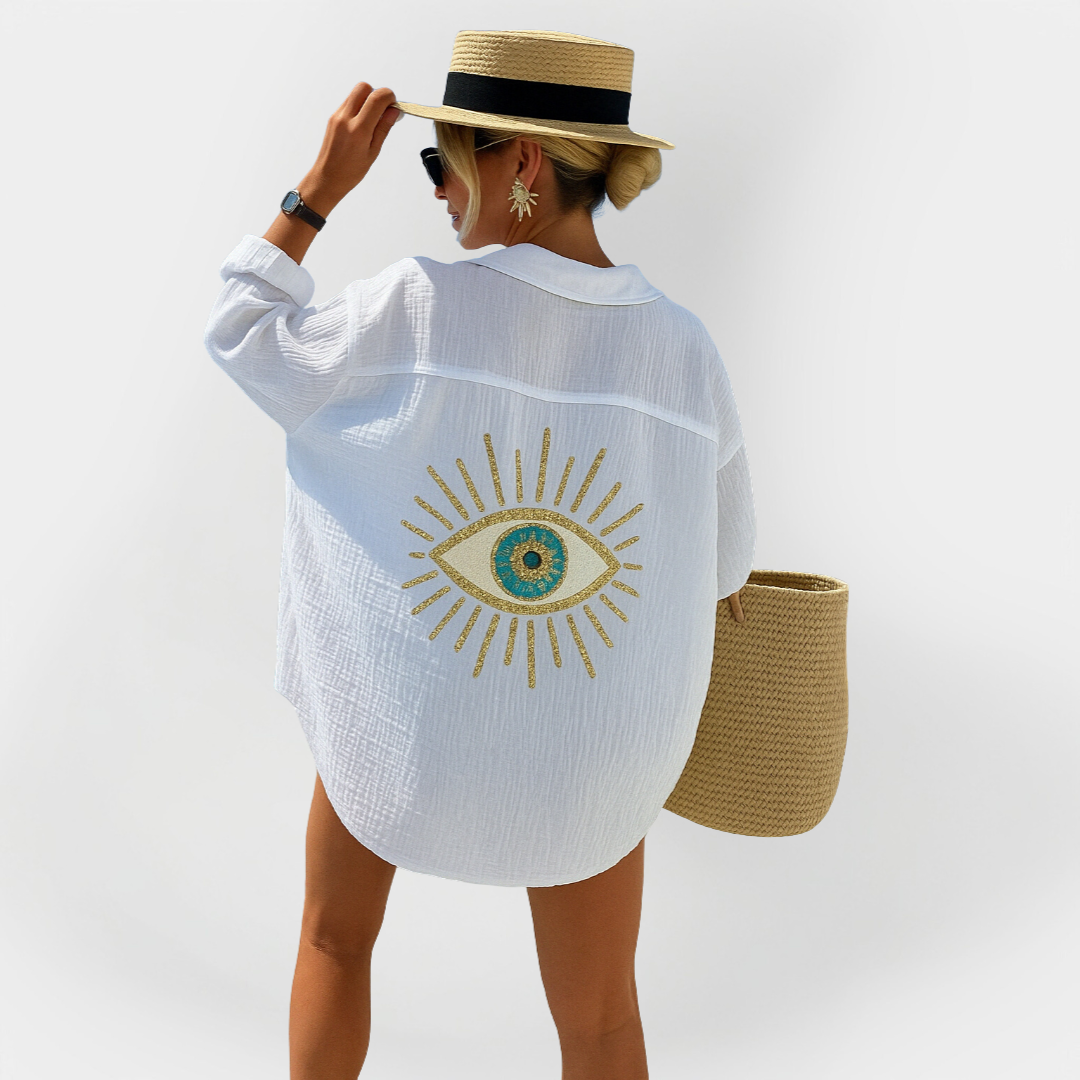 Camisa de Praia com Desenho de Olho