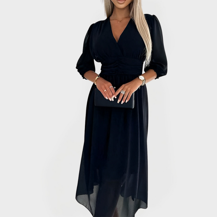 Vestido Arejado de Chiffon de Seda para Aparências Elegantes