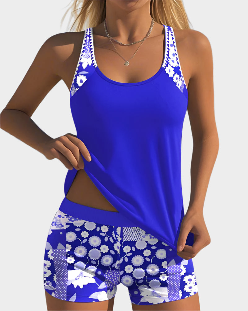Conjunto de Biquíni em Dois Peças com Padrão Floral