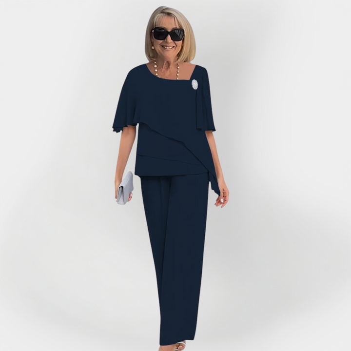 Conjunto Elegante de Blusa e Calças