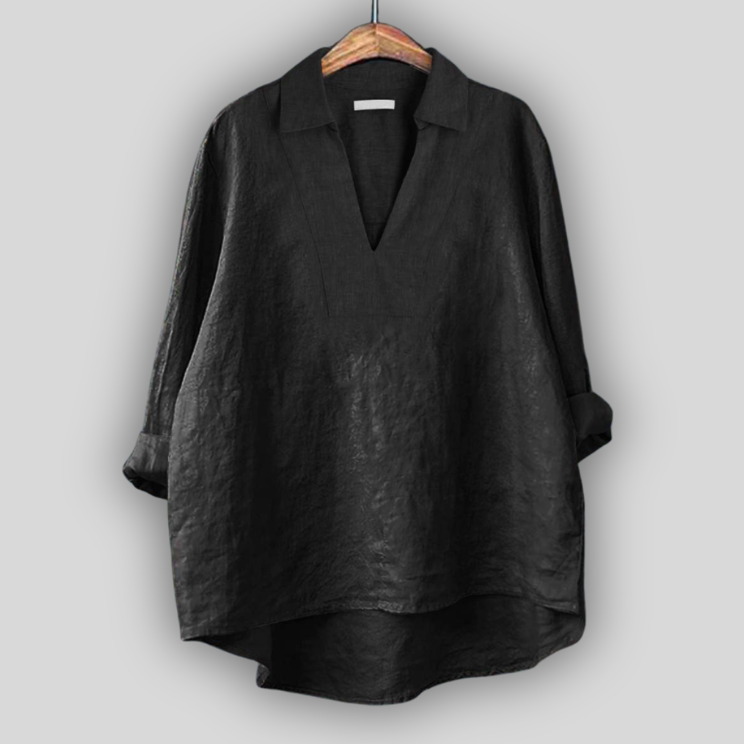 Blusa de Linho Prateada Elegante