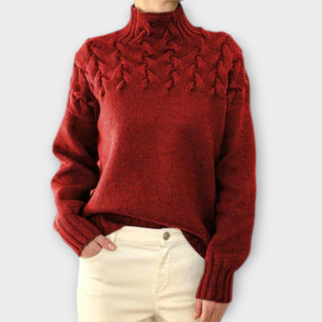 Eva - Sweater feminino com detalhe de malha