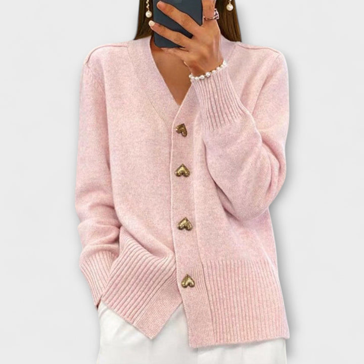 Marij – Sweater feminino com decote em V em estilo vintage