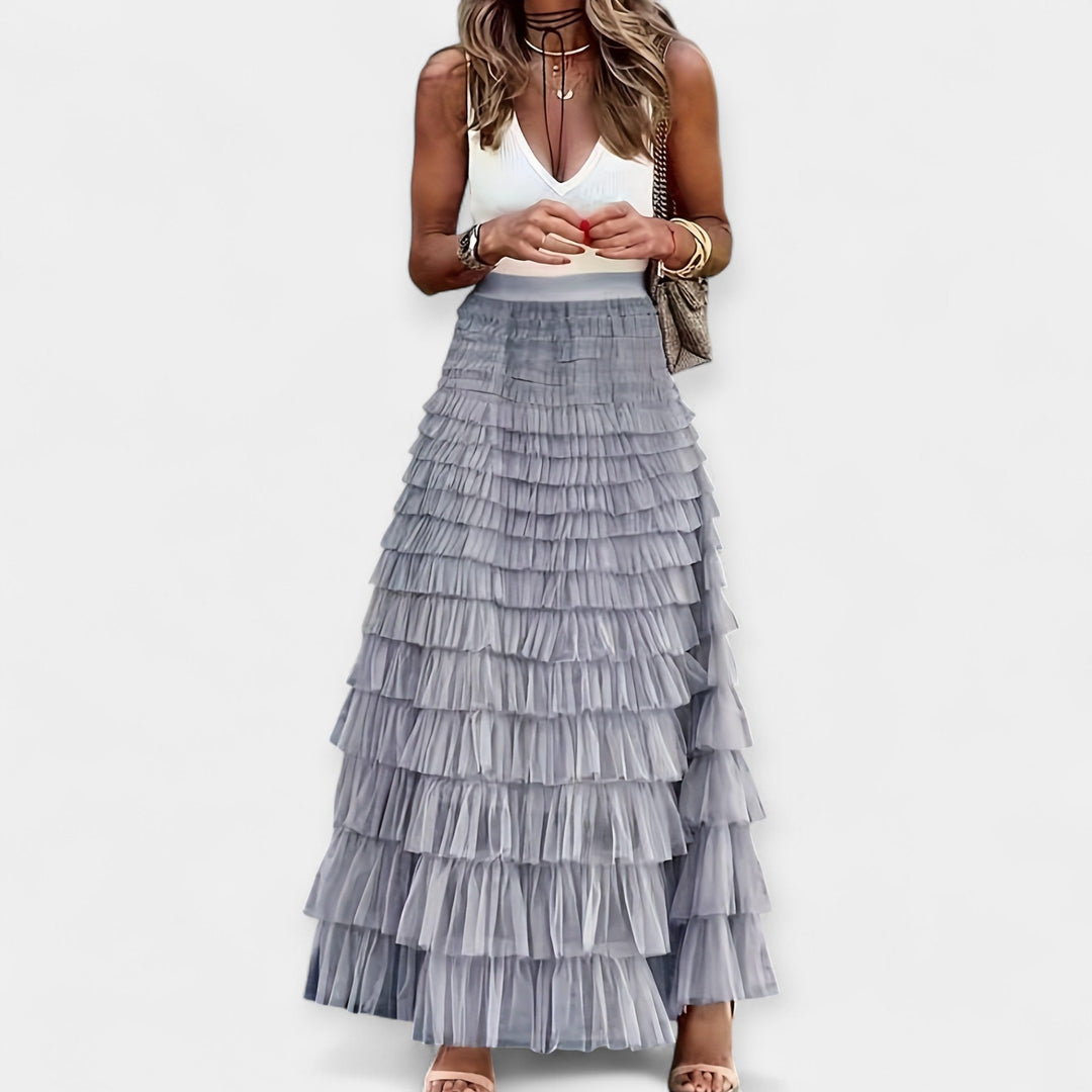 Sáia Boho com Acabamento em Cetim de Rede