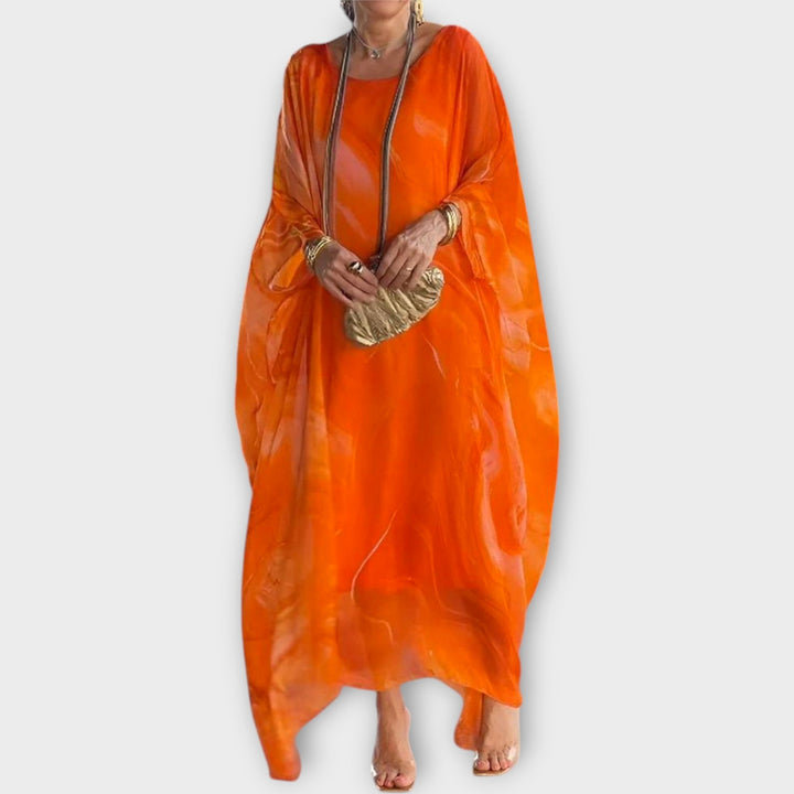 Caftã Maxi Com Textura Transparente