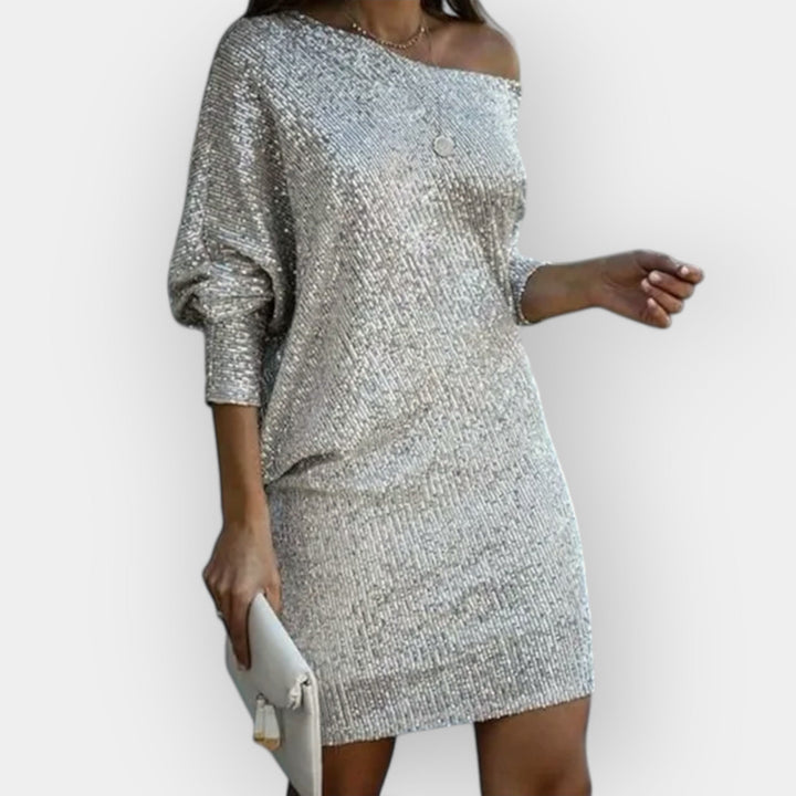 Vestido de Saída à Noite com Lantejoulas
