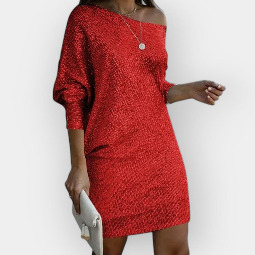 Vestido de Saída à Noite com Lantejoulas