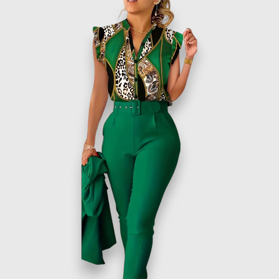 Conjunto de Dois Peças com padrão de leopardo moderno