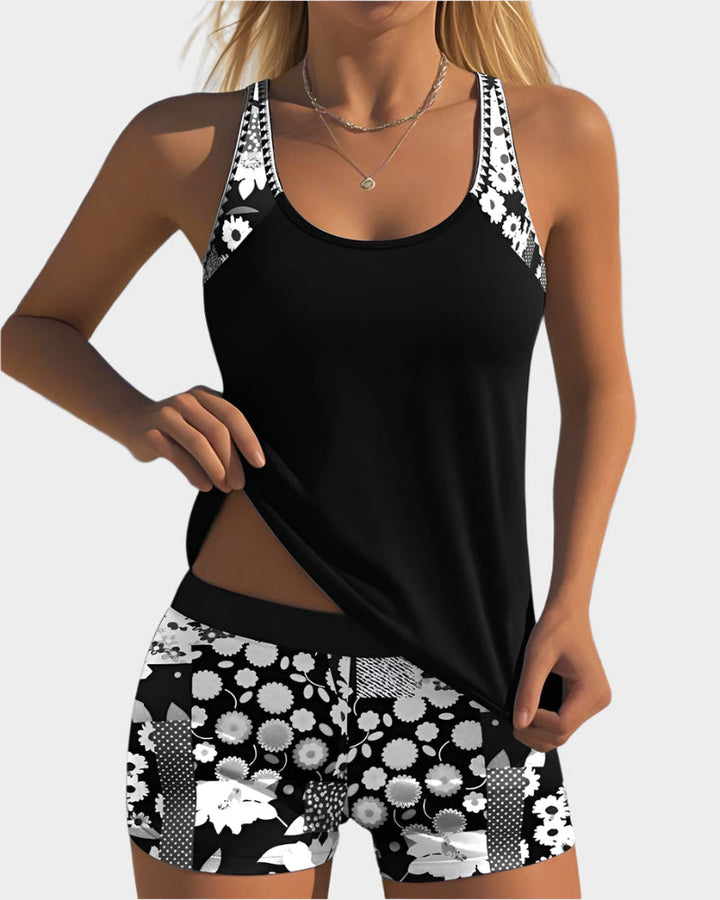 Conjunto de Biquíni em Dois Peças com Padrão Floral