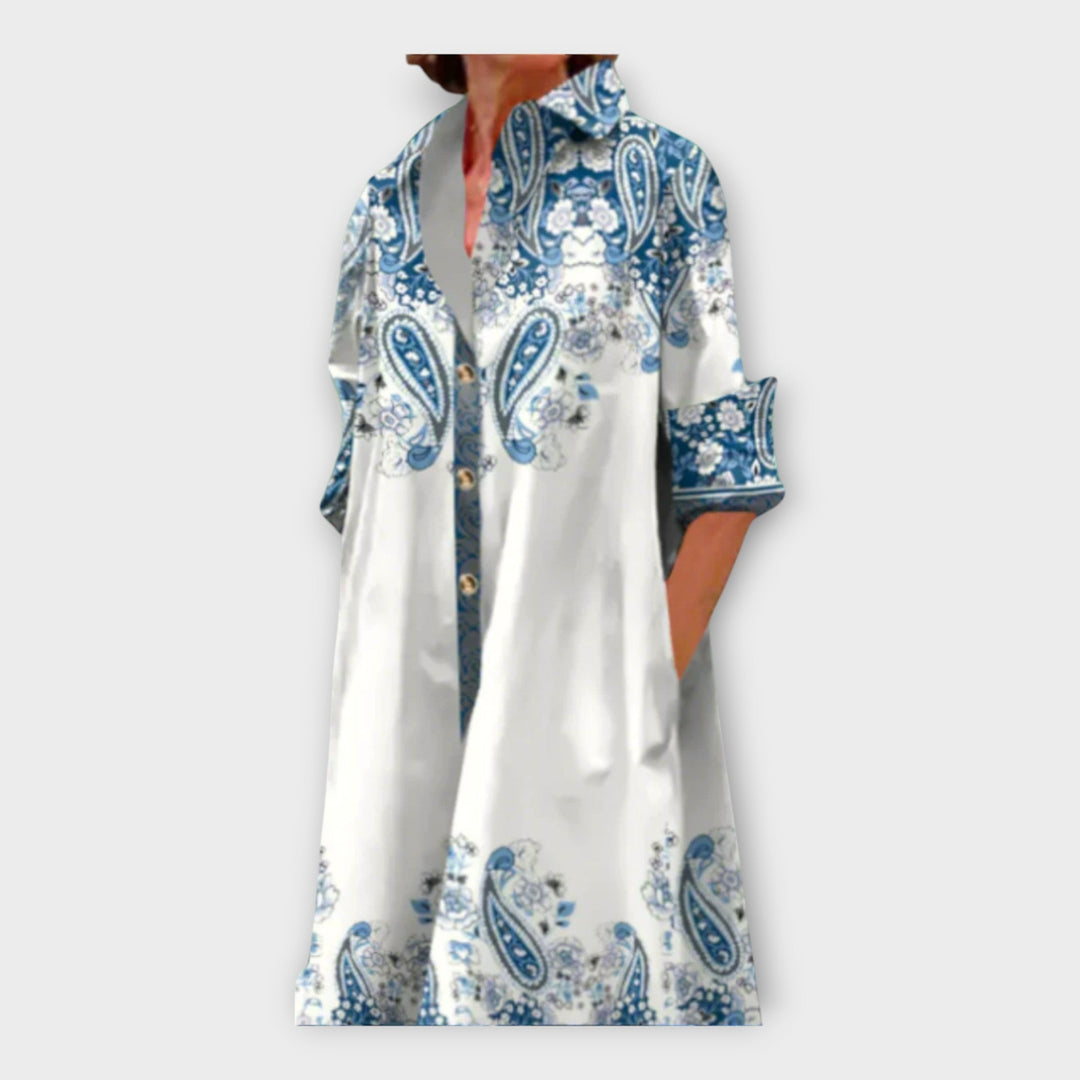 Vestido Artesanal com Padrão Geométrico